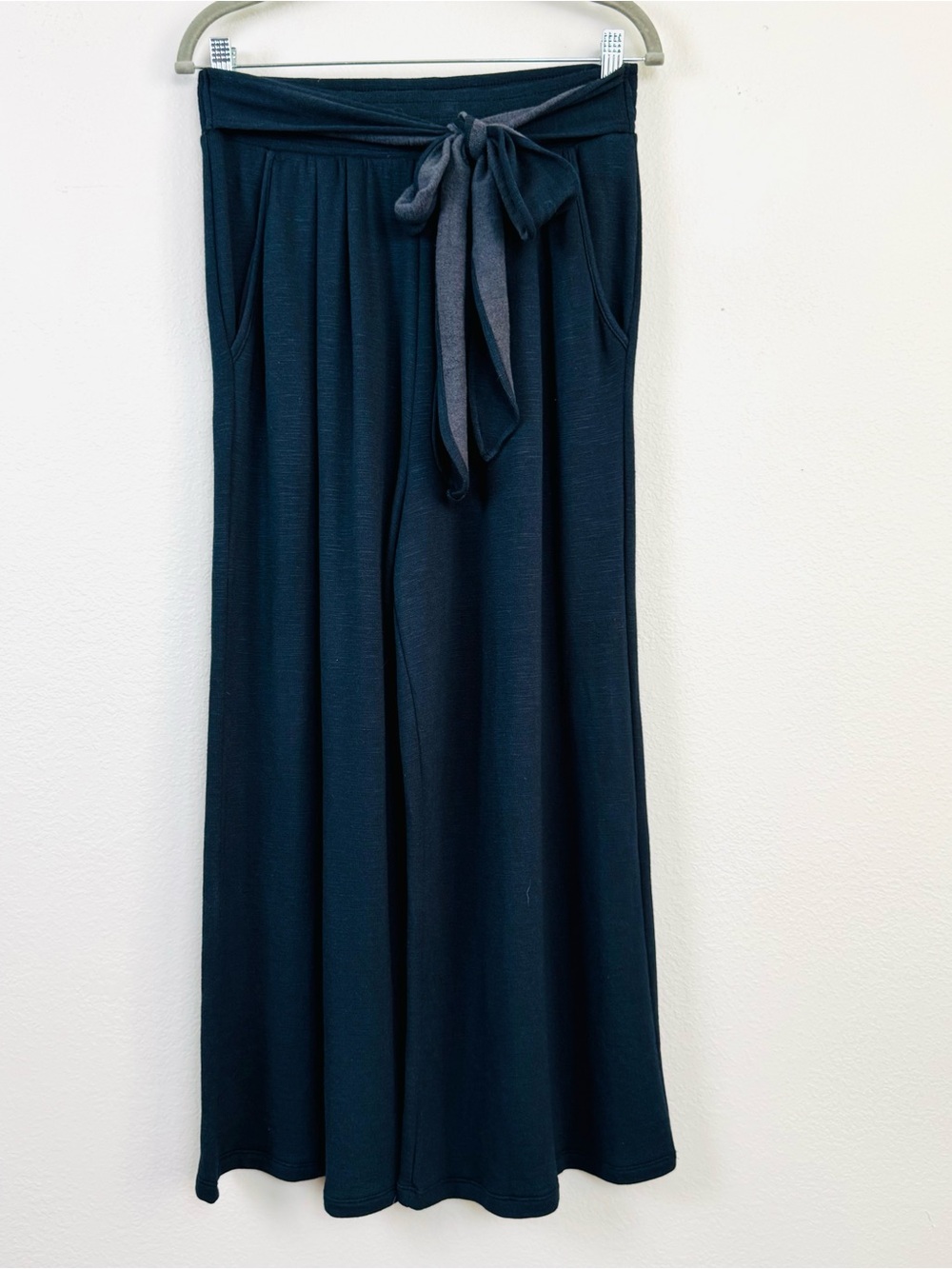 NWT Daily Practice by Anthropologie Tie-Front Wide Leg Pants Black Sz S Petite